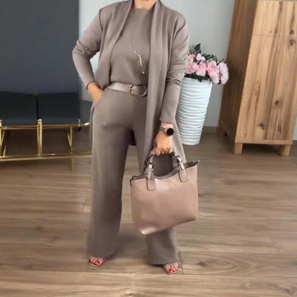 🔥 LAST DAY PROMOTION - 50%OFF 🔥Elegant Longline Cardigan & Top & Pants 3-Pieces Set